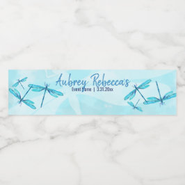 Skrivbar turkos Dragonfly Vattenflaska-etiketter Vattenflaskor Etikett