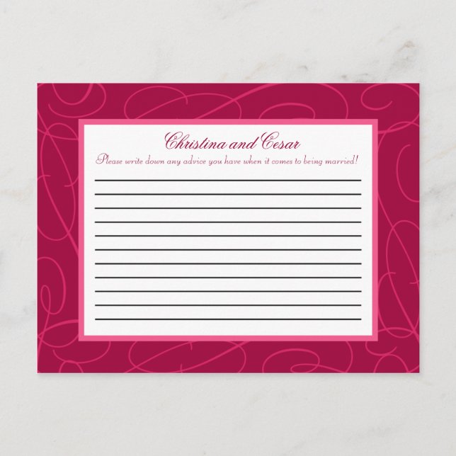 Skrivbara Rosa av hallon/Swirls B Rådkort (Framsida)