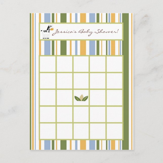 Skrivbara Safari-vänner med Bingo Card Inbjudan Vykort (Framsida)