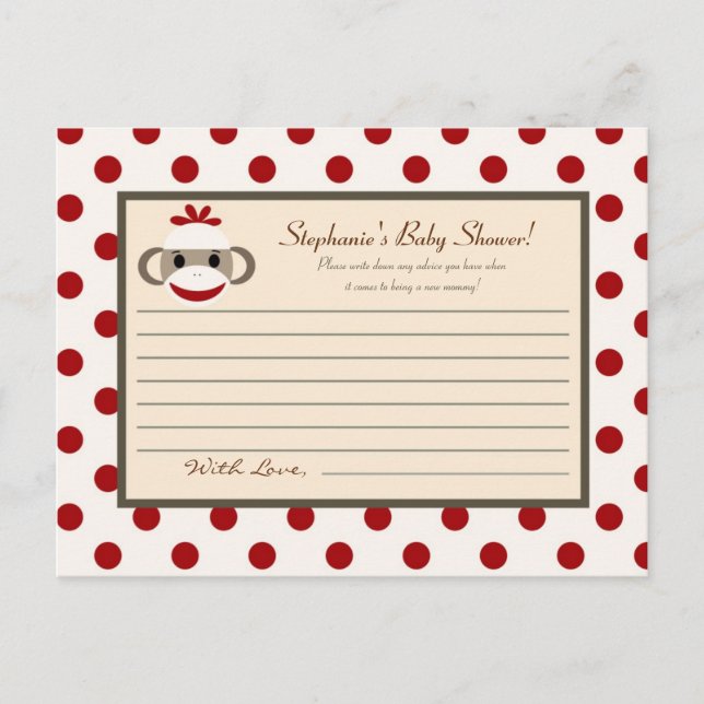 Skrivbart Adapter Red Sock monkey Rådkort (Framsida)