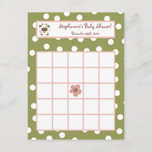 Skrivbart Bingo Card Abby's Farm Rosa Girly Barn Inbjudan Vykort