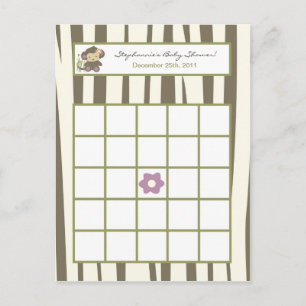 Skrivbart Bingo Card Jacana Girl Jungle Zoo Animal Inbjudan Vykort