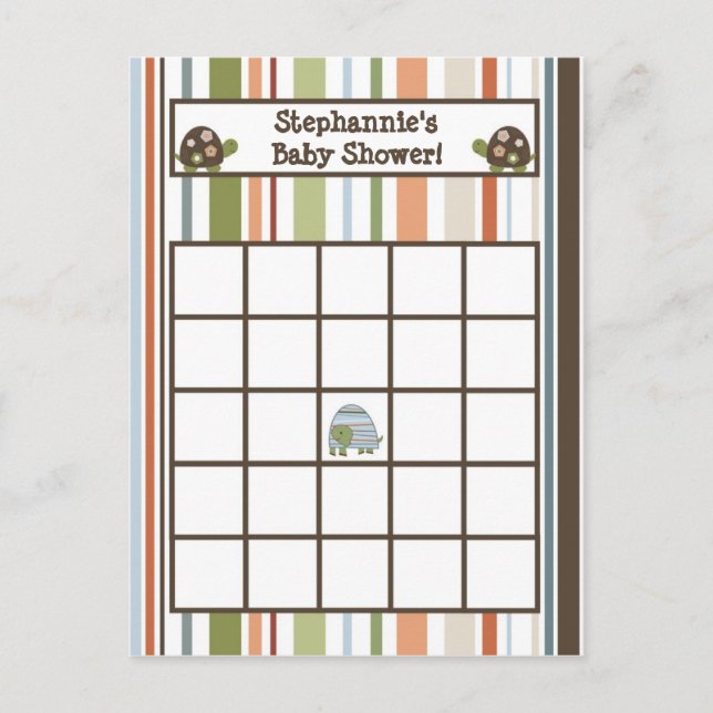 Skrivbart Bingo Card Laguna Beach Turtle Frog Pond Inbjudan Vykort (Framsida)