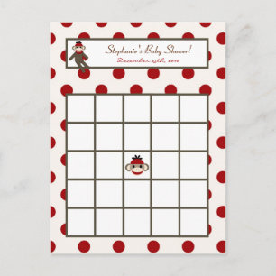Skrivbart Bingo Card Red Sock monkey Inbjudan Vykort