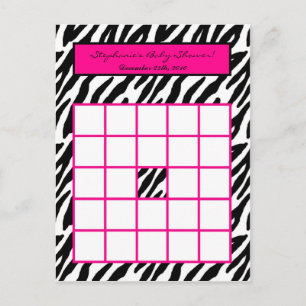 Skrivbart Bingo Card Shock rosa Zebra tryck Inbjudan Vykort