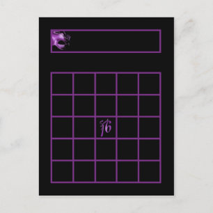 Skrivbart Bingo Card Sweet 16 Lila Lilac Black Vykort