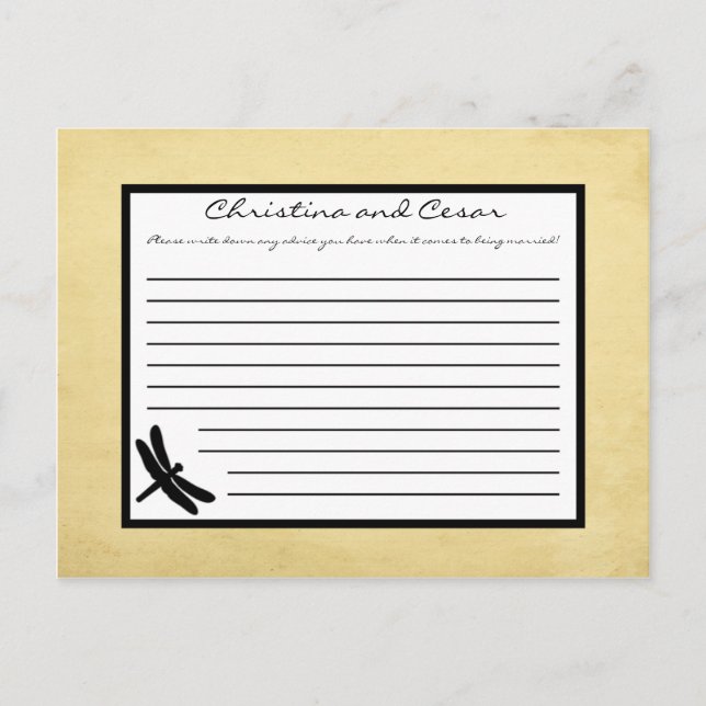 Skrivbart biokort - kattel/Dragonfly Silhouette Rådkort (Framsida)