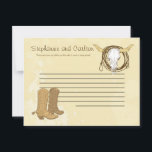 Skrivbart kort för Cowboy Bröllop<br><div class="desc">De här berömvärda skrivbara rådgivningskorten är ett tillägg till perfekten till alla Bröllop. Överlämna korten till dina gäster, tillsammans med bra Sharpie-pennor. Dina gäster kan sedan skriva ner alla råd de har till den nya bruden och brudgummen. Dessa trycks på en 5, 6-tumsskärm (4, 25 tum x 5, 6 tum)...</div>
