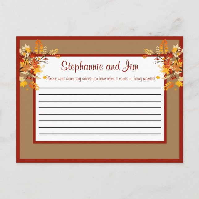 Skrivbart Löv för telefonkort hösten Gren Rådkort (Framsida)