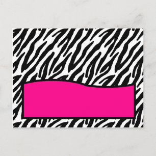 Skrivbart monteringskort Shock rosa Zebra tryck Vykort