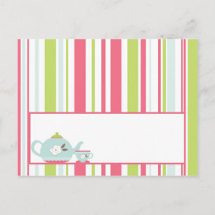 Skrivbart monteringskort Tea Party Rosa Pastel Flo Vykort