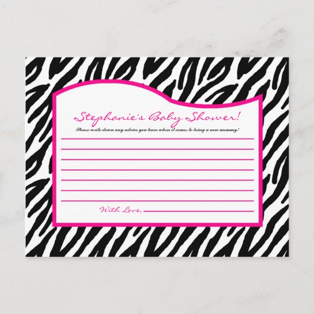 Skrivbart rådgivningskort Shock rosa Zebra tryck Rådkort (Framsida)