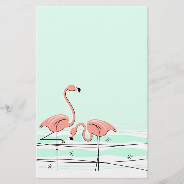Skrivbord för Flamingo Aqua-par Brevpapper (Framsida)