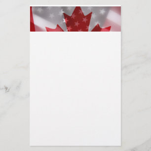 Skrivbord i amerikanska och kanadensiska flaggor brevpapper