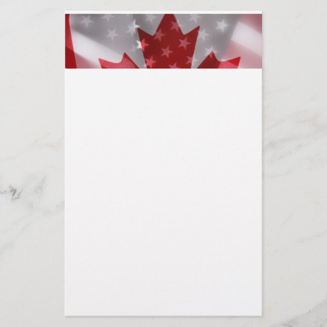 Skrivbord i amerikanska och kanadensiska flaggor brevpapper (Framsida)