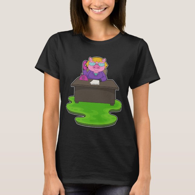 Skrivbord Sekretesskrivbord Kontor T Shirt (Framsida)