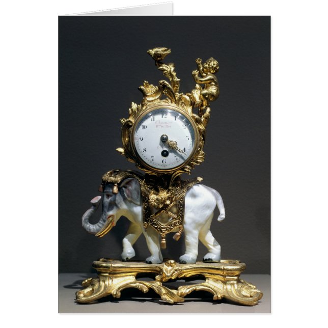 Skrivbordet tar tid på hälsningskort (Framsidan)