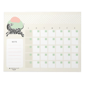 Skrivbords kalender anteckningsblock med zebra-mot