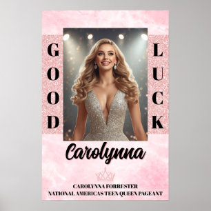 Skrivbordsaffisch Rosa Marmor Avsked Skönhetstävli Poster