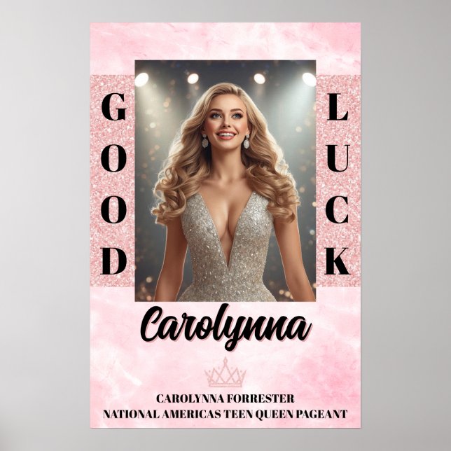Skrivbordsaffisch Rosa Marmor Avsked Skönhetstävli Poster (Framsidan)