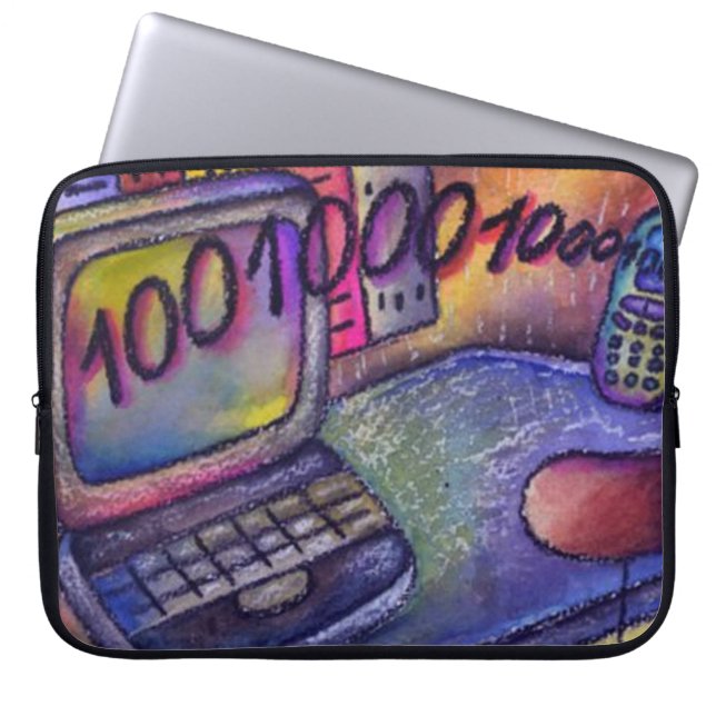 Skrivbordsdator, binär datorskiss Laptop sleeve (Framsidan)