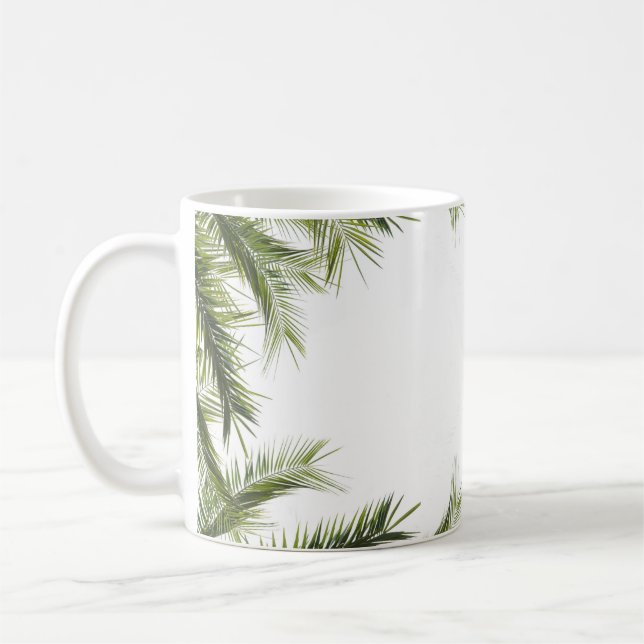 Skrivbordsdator löv träd kaffemugg (Vänster)