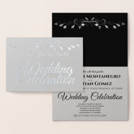 Skrivbordsinbjudan till Silver Foil Elegant  Folierat Kort