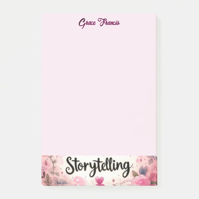 Skrivbordsskrivbord för Storytell Rosa Charm Write Post-it Block (Framsida)