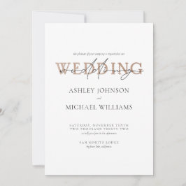 SKRIVBREDD Bröllop i COPPER-TYPOGRAFI Inbjudningar