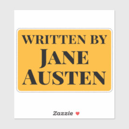 Skriven av Jane Austen Gult Black Serif Text Klistermärken