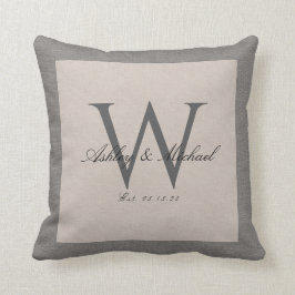 SKRIVEN BRÖLLOPSMONOGRAM | Linnefoto-souvenir Kudde