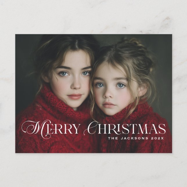 Skriven Chic God Jul Design Helg Vykort (Framsida)