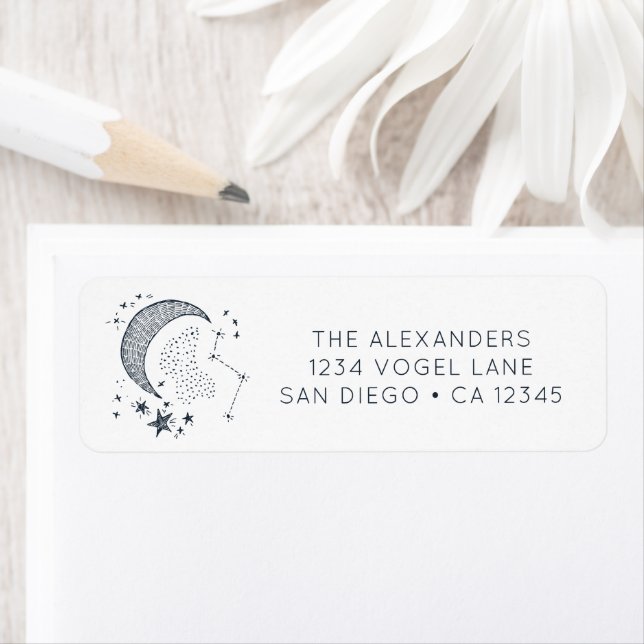 Skriven i Stars Constellation Returadress Etikett (Insitu)