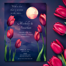 Skriven i Stars Full Moon och Tulips Bröllop Inbjudningar