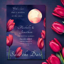 Skriven i Stars Full Moon och Tulips Bröllop Spara Datumet