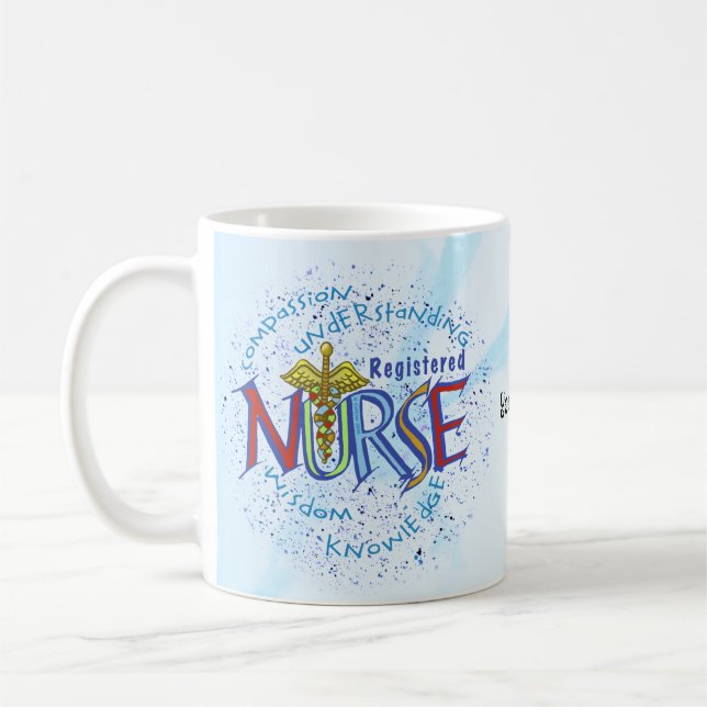 Skriven Sjuksköterska Motto Kaffemugg (Vänster)