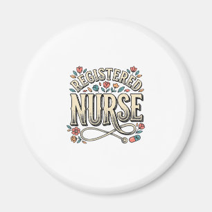 Skriven sjuksköterska Vintage blommig typsnittskjo Magnet