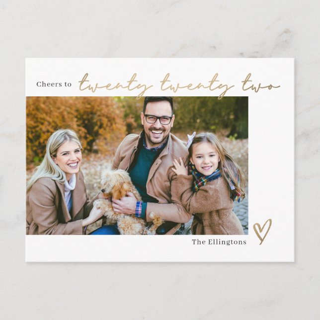 Skrivet år redigerbart färgnyttårs-kort helg vykort (Framsida)