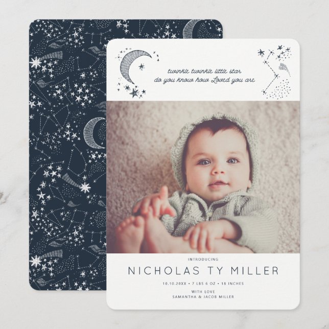 Skrivet i stjärnornas stjärnbildsannonsering inbjudningar (Fram/baksida)