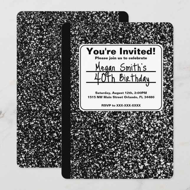 Skrivhäfte Födelsedagsinbjudan Inbjudningar (Fram/baksida)