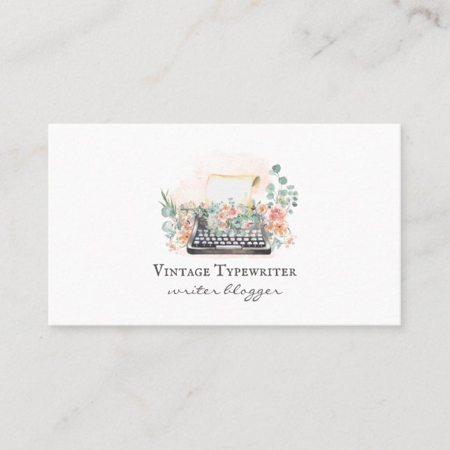 Skrivmaskin för Bloggare av vattenfärgsförfattare Visitkort (Framsida)