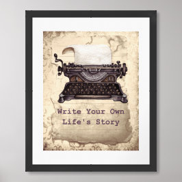 Skrivmaskin för Retro-Vintage skriva ditt eget liv Poster
