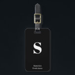 Skrivmaskin för Solid Black White Monogram Namn Sn Bagagebricka<br><div class="desc">Solid Black White Monogram Namn Snyggt Typewriter Luggage Tag för resor och semester,  anpassa den här snyggt säckens märkre med ditt första monogram och namn.</div>