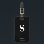 Skrivmaskin för Solid Black White Monogram Namn Sn Bagagebricka<br><div class="desc">Solid Black White Monogram Namn Snyggt Typewriter Luggage Tag för resor och semester,  anpassa den här snyggt säckens märkre med ditt första monogram och namn.</div>