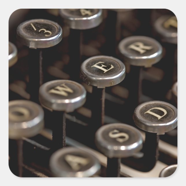 Skrivmaskin Fyrkantigt Klistermärke (Framsida)
