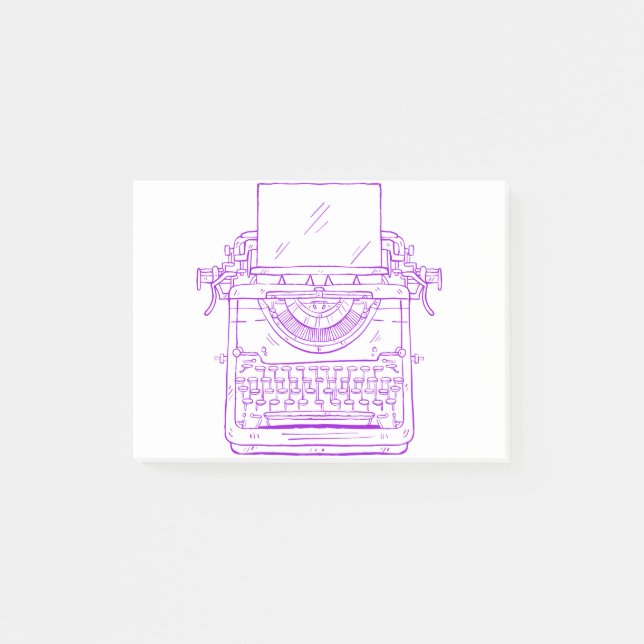 skrivmaskin lila vintage post-it block (Framsida)