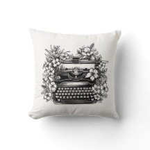 Skrivmaskin och blommor