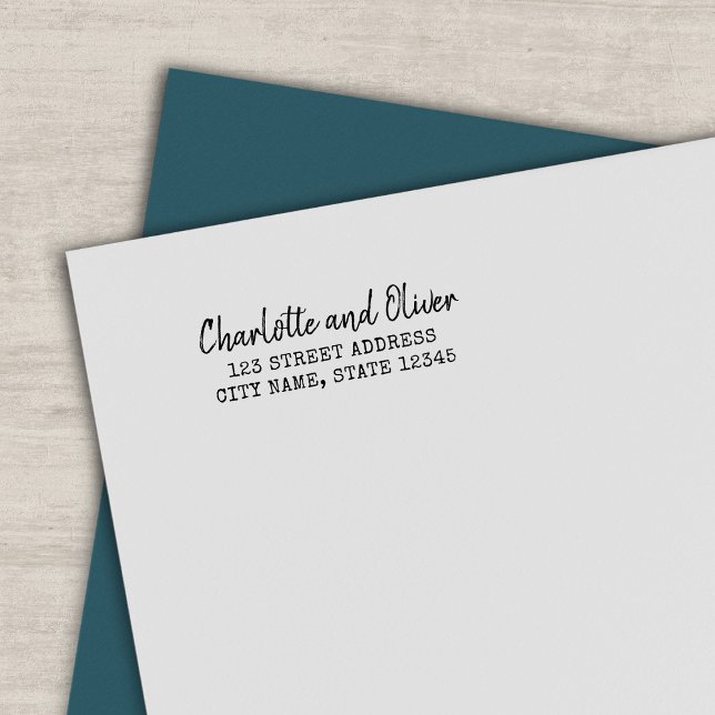 Skrivmaskin- och skript Namn par-Returadress Självfärgande Stämpel (Skapare uppladdad)