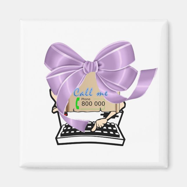 Skrivmaskin Ring mig Magnets Magnet (Framsidan)