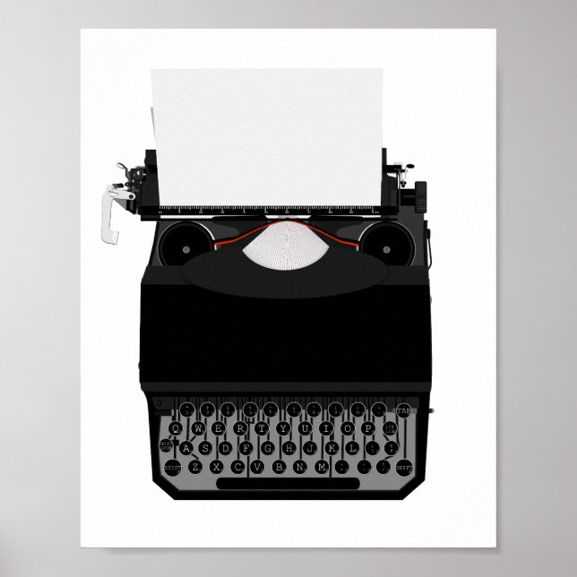 Skrivmaskin Teckning Décor Print Poster (Framsidan)